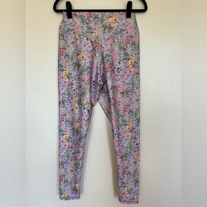 Alice + Olivia Floral Aaron High Waisted Legging Sz Lg Coastal Gardens Lavender